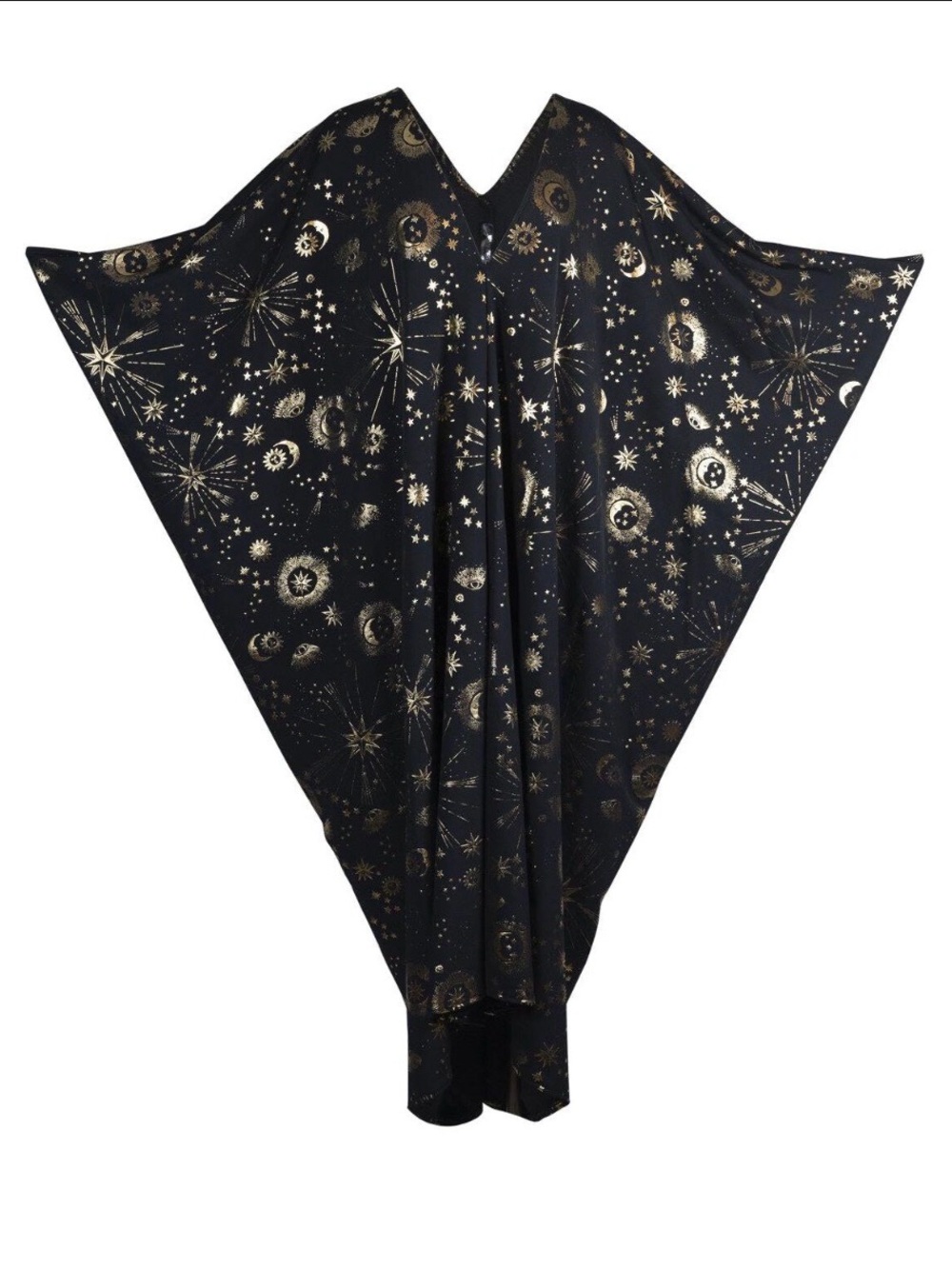 Navy Maxi Dress with Metallic Gold Celestial Print